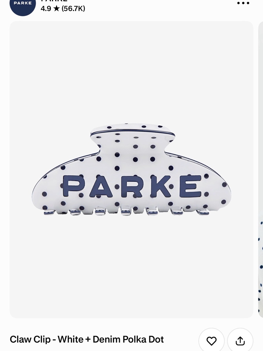 PARKE White & Denim Polka Dot Claw Clip
